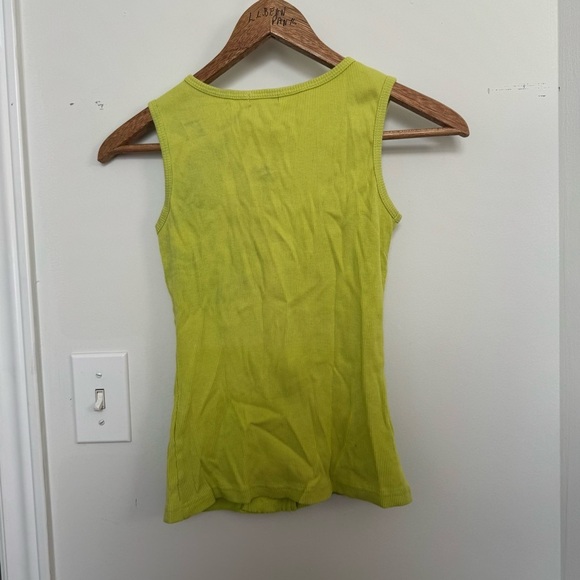 Vintage Lime Green Tank Top with Blue Lace-Up Detail punk goth y2k S - Picture 4 of 5